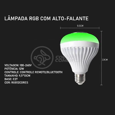 Lâmpada Led 12W E27 Rgb Colorida Com Caixa De Som Bluetooth