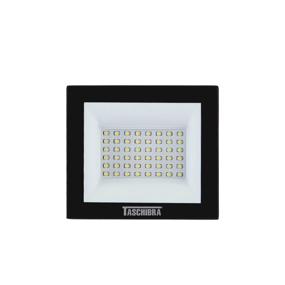 Refletor Tr Led 50w Slim Preto - Taschibra 3000k (amarela) - 3