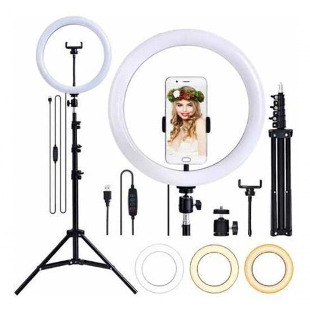 Ring Light Led Iluminador 26Cm Completo + Tripé 2.1M - 3