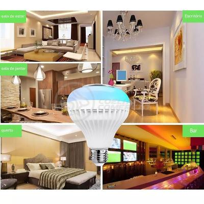 Lâmpada Led 12W E27 Rgb Colorida Com Caixa De Som Bluetooth