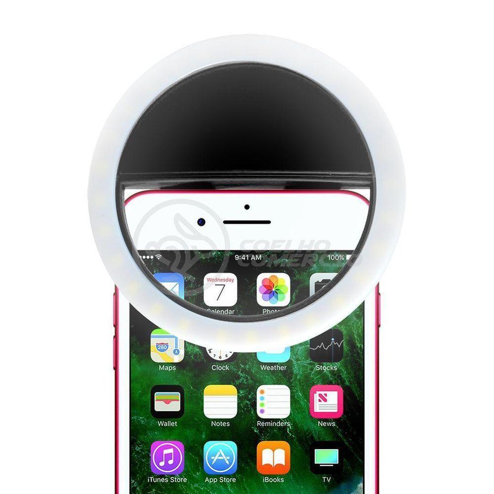 Anel De Luz Selfie Mini Ring Light Android E Ios - Preto - 1