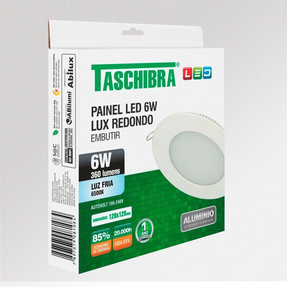 Painel De Led Redondo Embutir 6w Bivolt Taschibra 6500k Luz Fria - 2