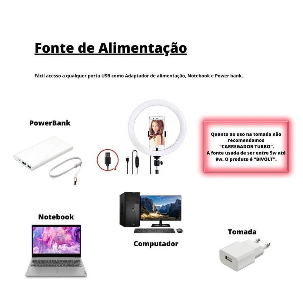 Ring Light Led Circular Completo 26Cm + Tripé 2,1M - 3