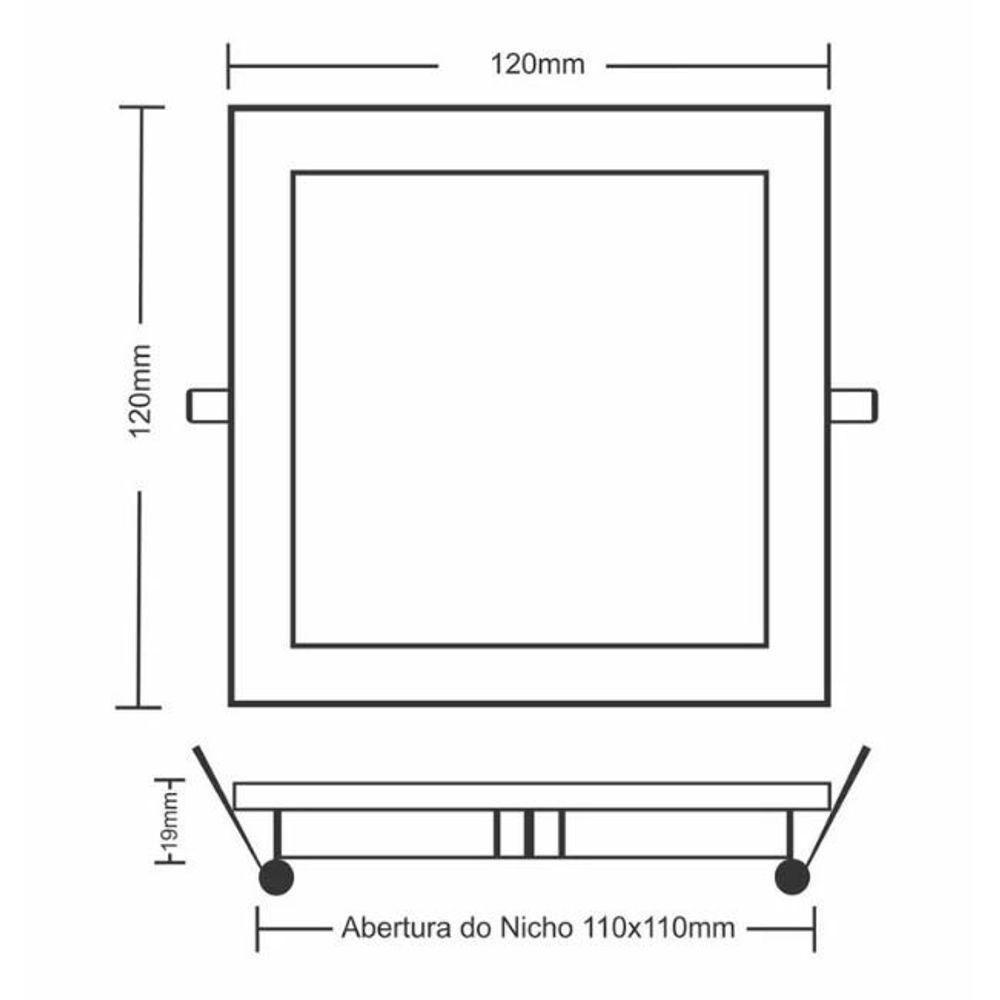 Painel De Led Quadrado Embutir 6w Bivolt Taschibra 6500k Luz Fria - 3