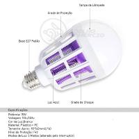 Lâmpada Luz Led Branco 15w Atrai Choque Mosquito - 6