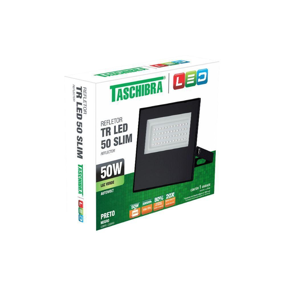 Refletor Tr Led 50w Slim Preto - Taschibra Verde - 2