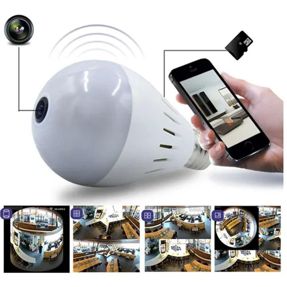 Lâmpada Inteligente Câmera Ip Wifi Panorâmica - 7