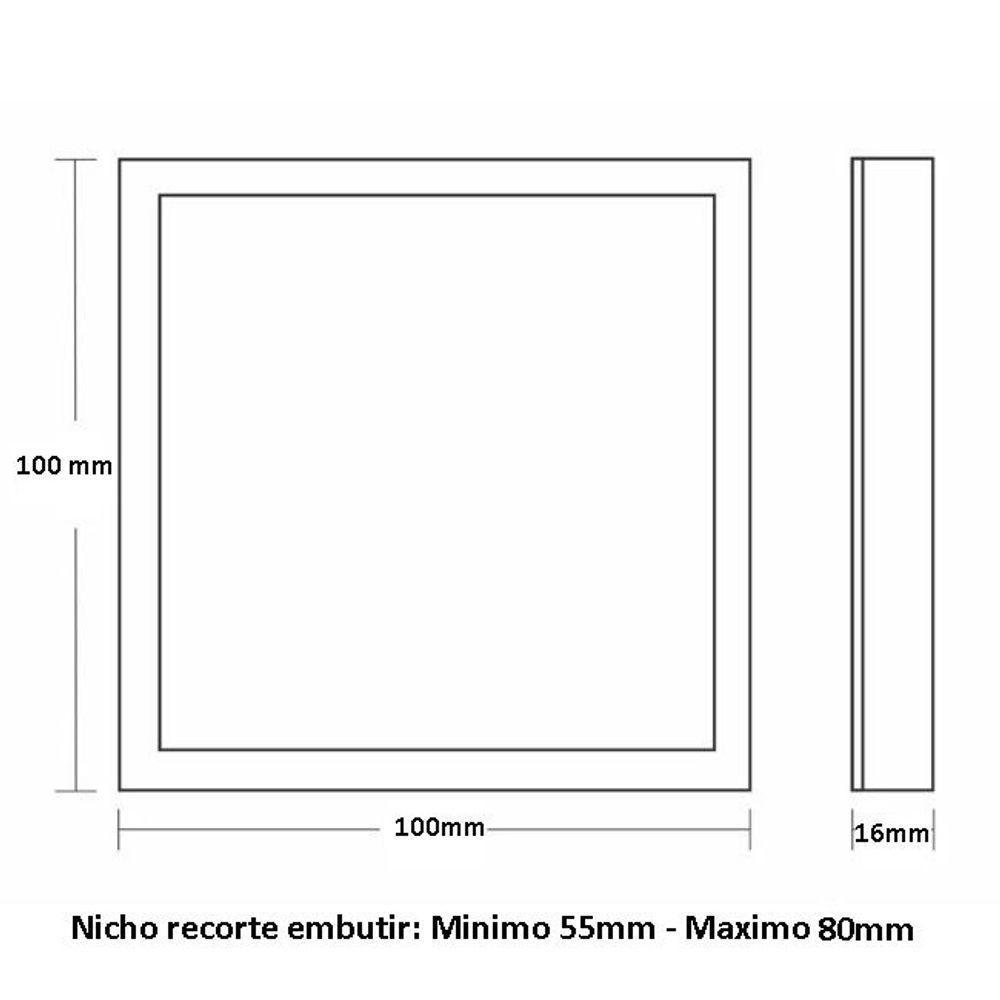 Painel De Led Frameless Quadrado Embutir/sobrepor 12w Bivolt Taschibra 6500k Luz Fria - 6