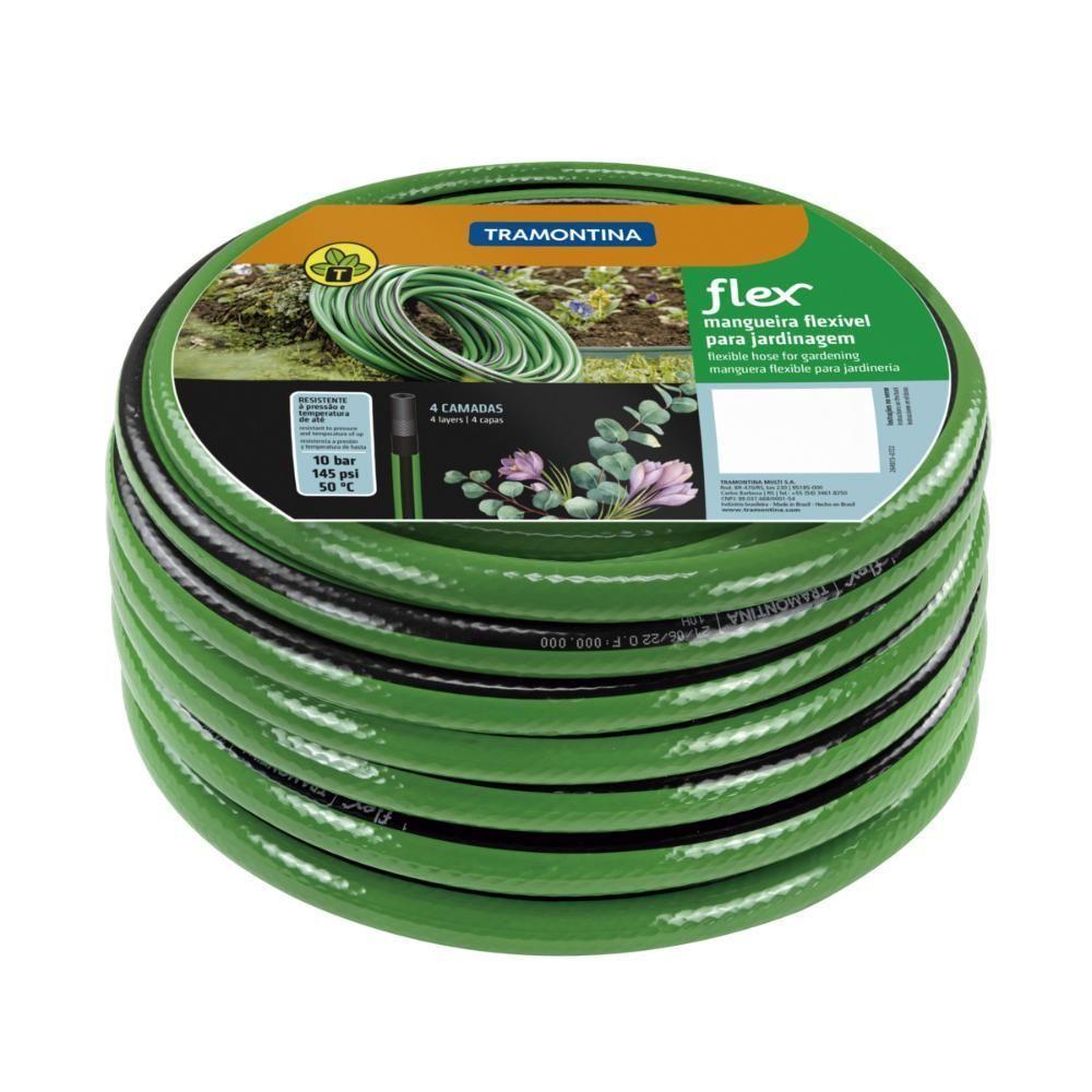 Mangueira Flex Para Jardim Tramontina Verde Com Faixa Preta Em Pvc 4 Camadas 15 M - 1