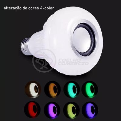 Lâmpada Led 12W E27 Rgb Colorida Com Caixa De Som