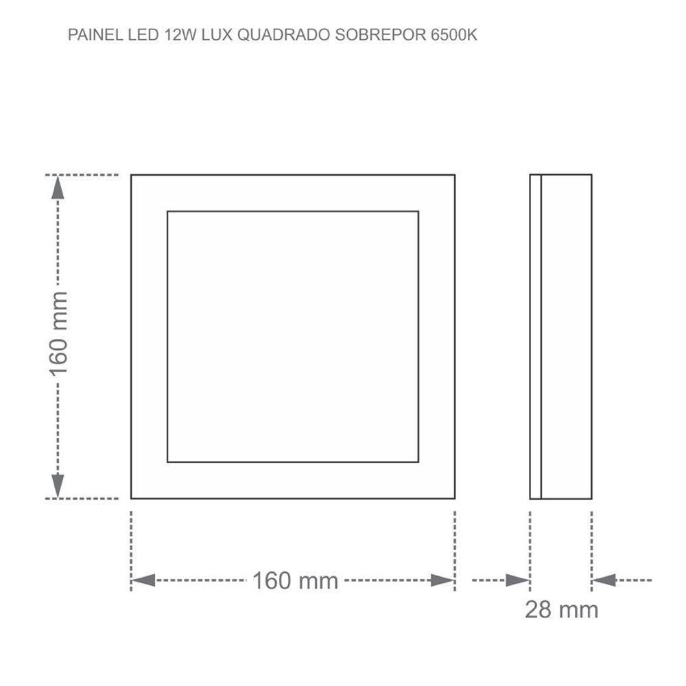 Painel De Led Quadrado Sobrepor 12w Bivolt Taschibra 3000k Luz Quente - 4