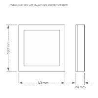 Painel De Led Quadrado Sobrepor 12w Bivolt Taschibra 3000k Luz Quente - 4