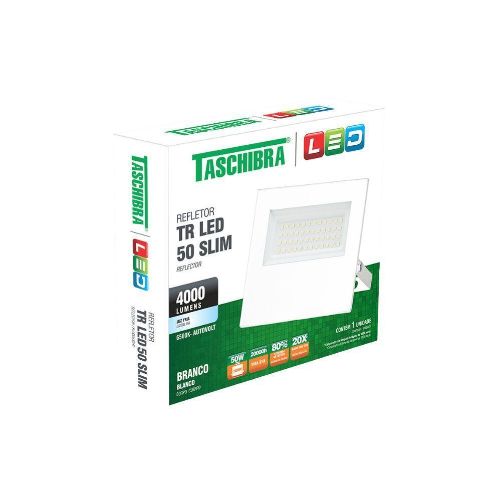 Refletor Tr Led 50w Slim Branco - Taschibra 6500k (branca) - 2