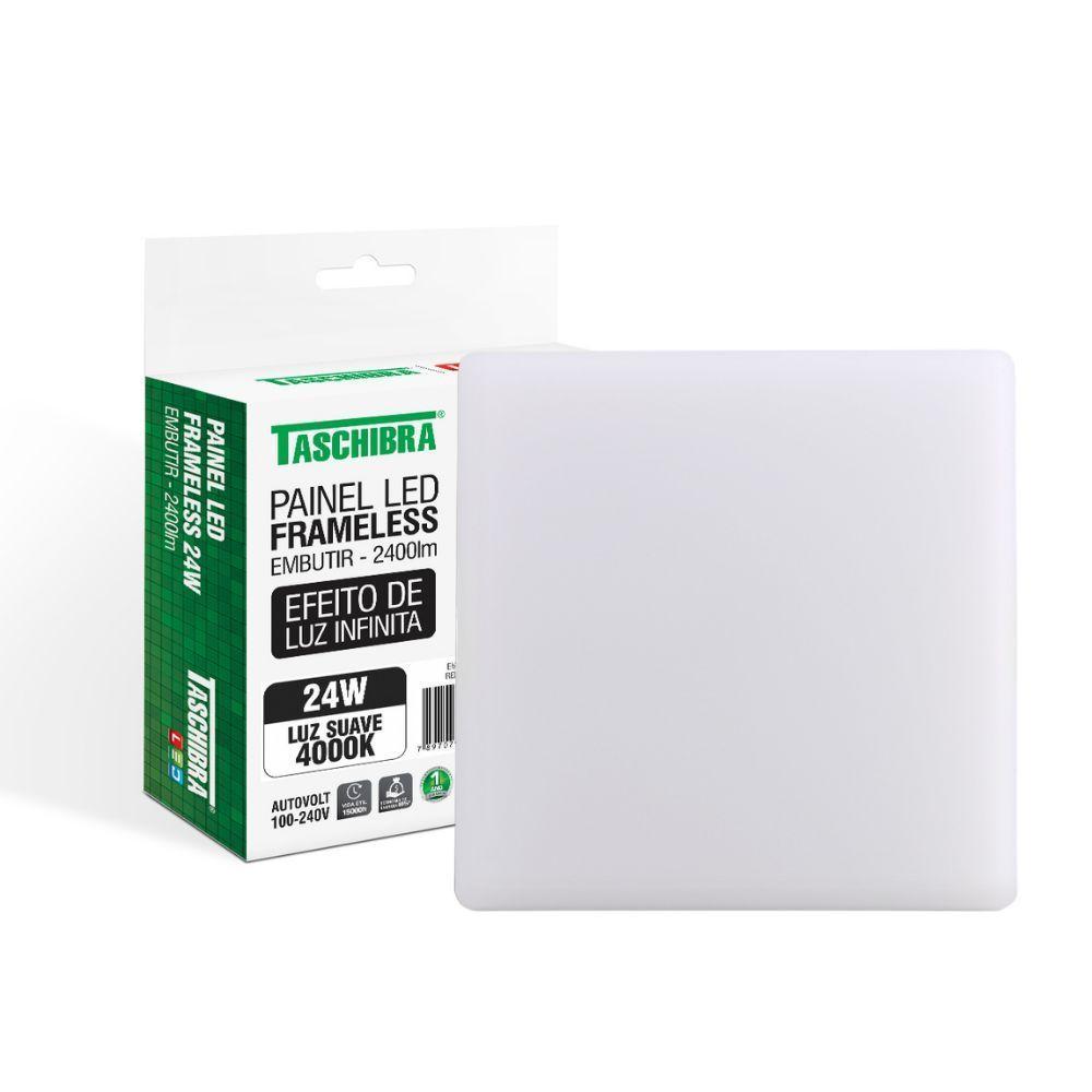 Painel De Led Taschibra Frameless Quadrado Embutir 24w Bivolt 4000k Luz Neutra - 1