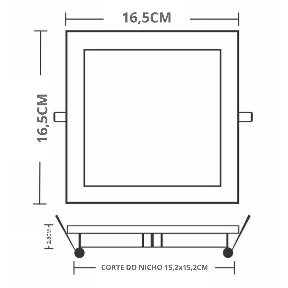 Painel Com Placa De Led Taschibra 12w Lys Quadrado Embutir Bivolt 6500k Luz Fria - 3