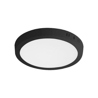 Painel De Led Redondo Sobrepor 18w Preto Bivolt Taschibra 6500k Luz Fria
