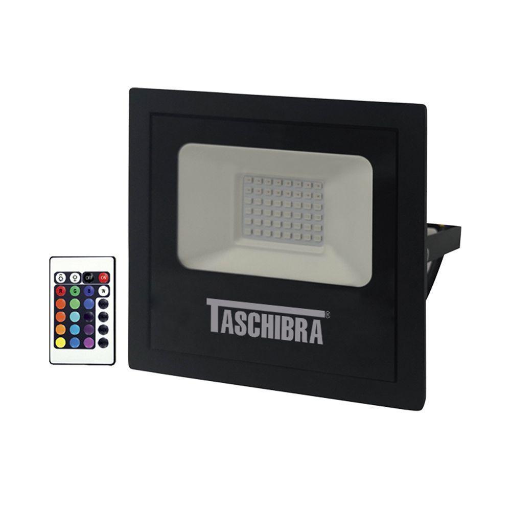 Refletor Taschibra Led Tr Slim 20w Rgb Preto Bivolt - 1