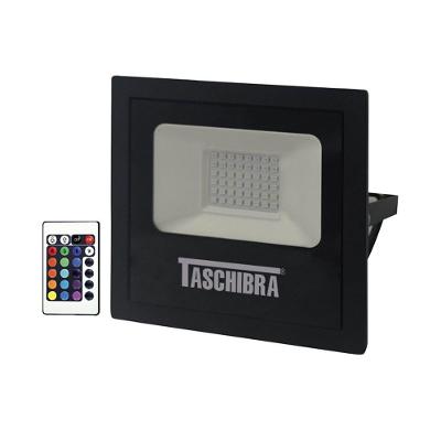Refletor Taschibra Led Tr Slim 20w Rgb Preto Bivolt