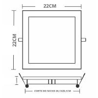Painel Com Placa De Led Taschibra 18w Lys Quadrado Embutir Bivolt 6500k Luz Fria - 7