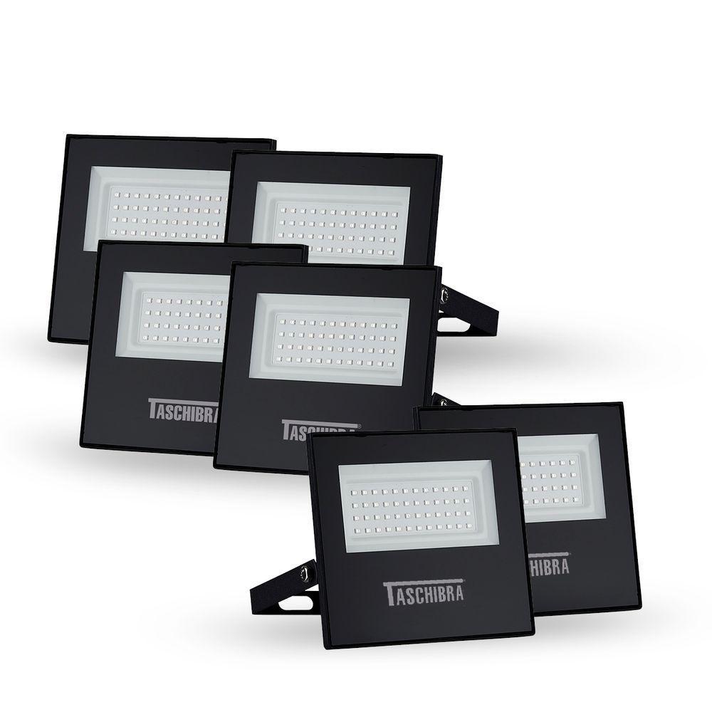 Kit 6 Refletores Taschibra Led Tr Slim 20w 6500k Preto Bivolt - 2