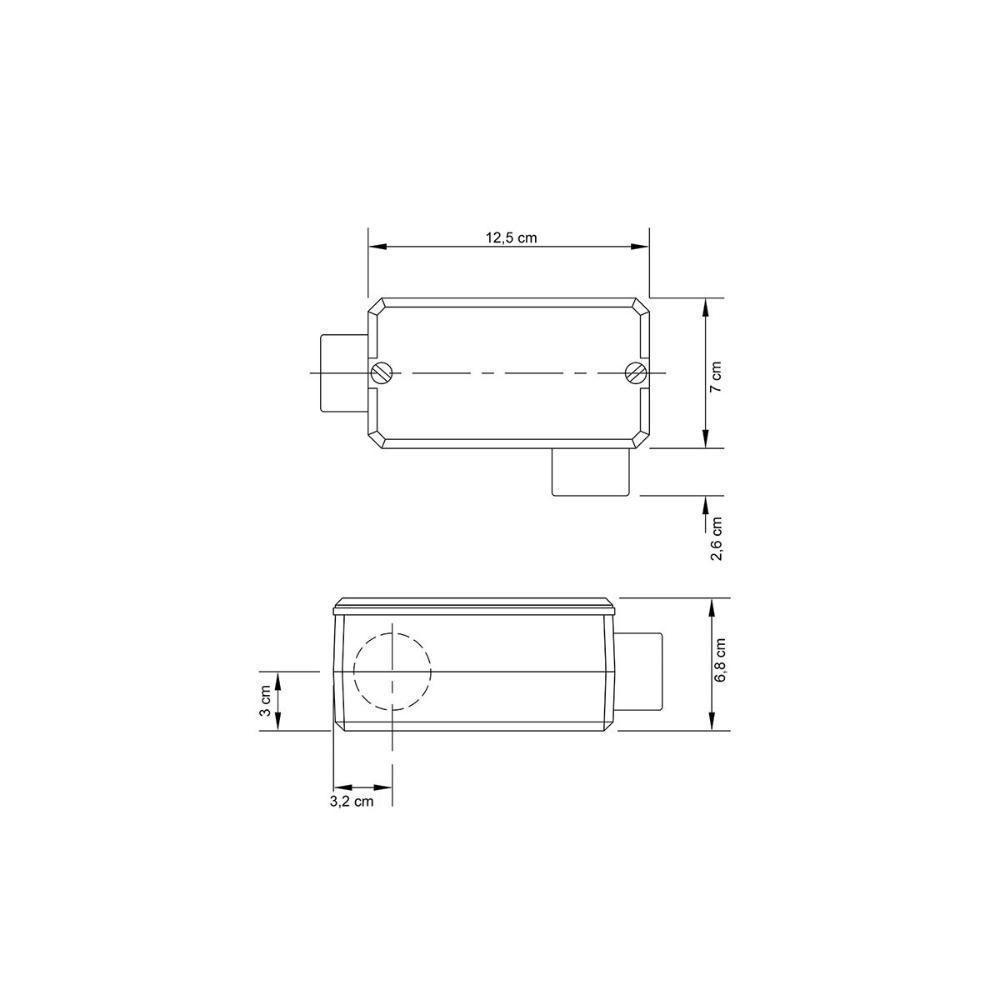 Condulete Fixo 1.1/4" Tipo "ll" - Com Tampa / Sem Rosca / Sem Pintura - 6