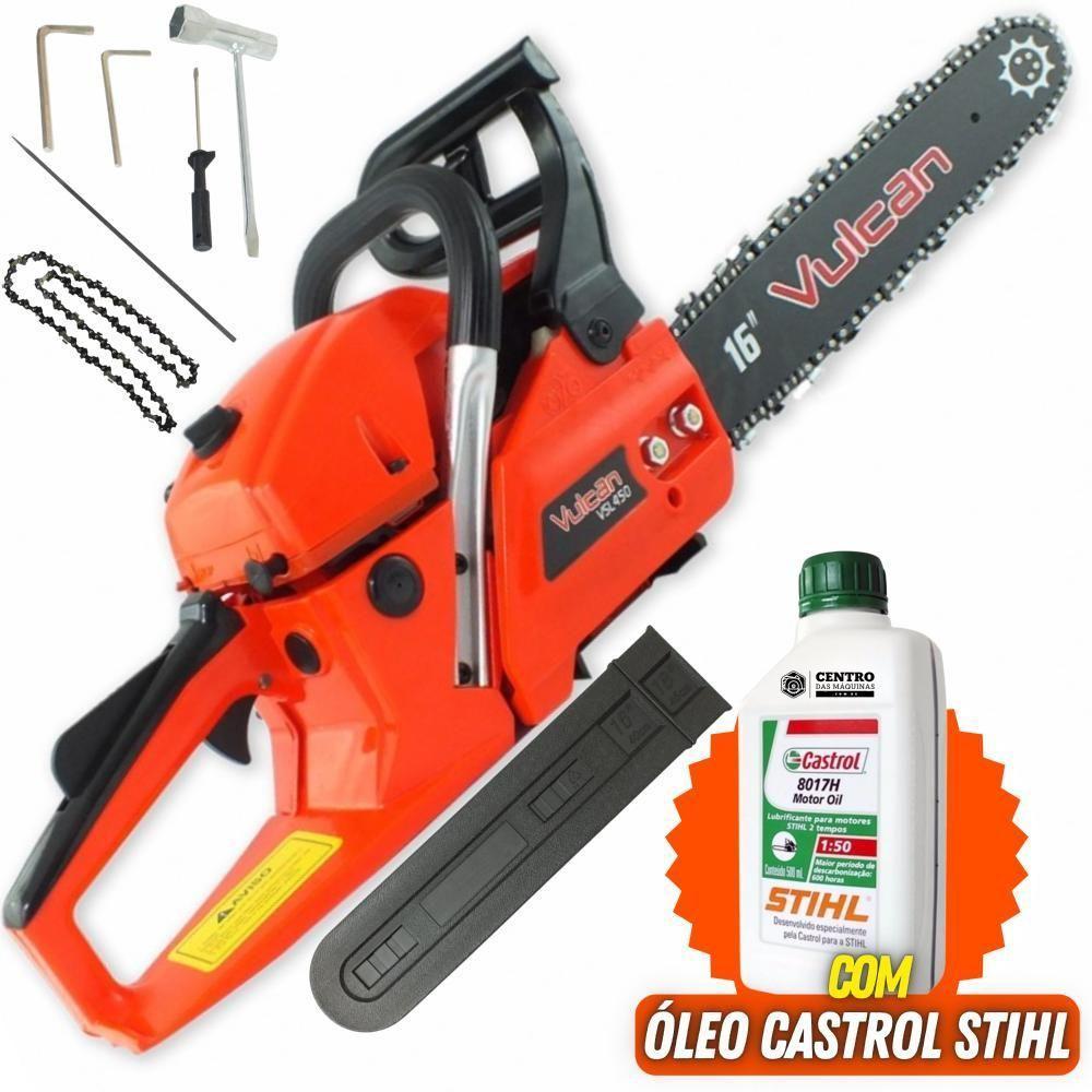 Motosserra Vulcan Vsl450 + óleo Lubrificante Castrol Stihl - 2