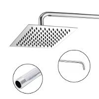Ducha Inox Chuveiro Cromado 20x20 Slim Suporte Redondo - 1