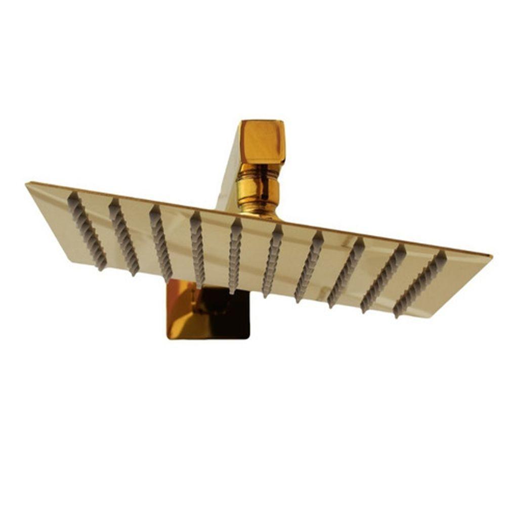 Ducha Chuveiro Dourado Inox 20x20 Slim Suporte Braço Quadrado Banheiro Piscina Area Externa - 2