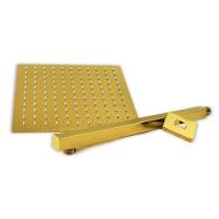 Ducha Chuveiro Dourado Inox 20x20 Slim Suporte Braço Quadrado Banheiro Piscina Area Externa - 14