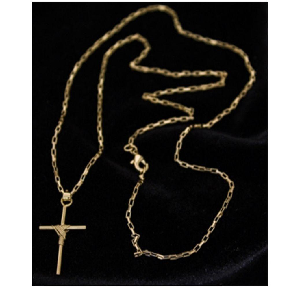 Corrente Com Pingente Cruz Fio Palito Não Enferruja. - 2