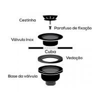 Válvula De Escoamento Para Pia Em Inox 4.1/2 Pino Preto - 4