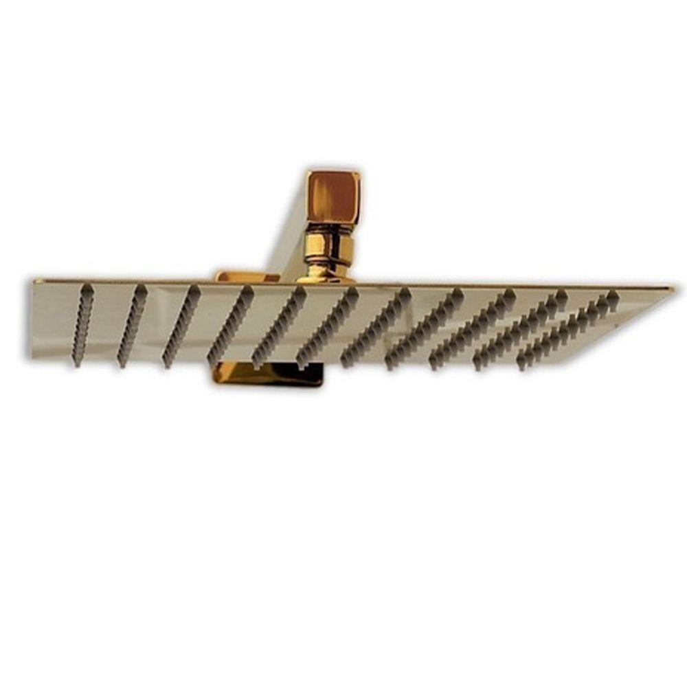 Ducha Chuveiro Quadrado Dourado Inox 20x20 Slim Suporte - 1