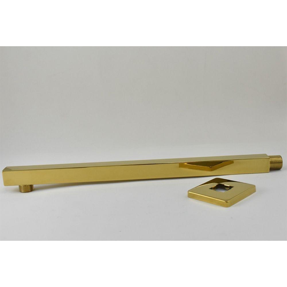 Ducha Chuveiro Quadrado Dourado Inox 20x20 Slim Suporte - 9