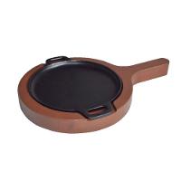 Chapa Petisco De Ferro Redonda Com Suporte De Madeira 20Cm - 1