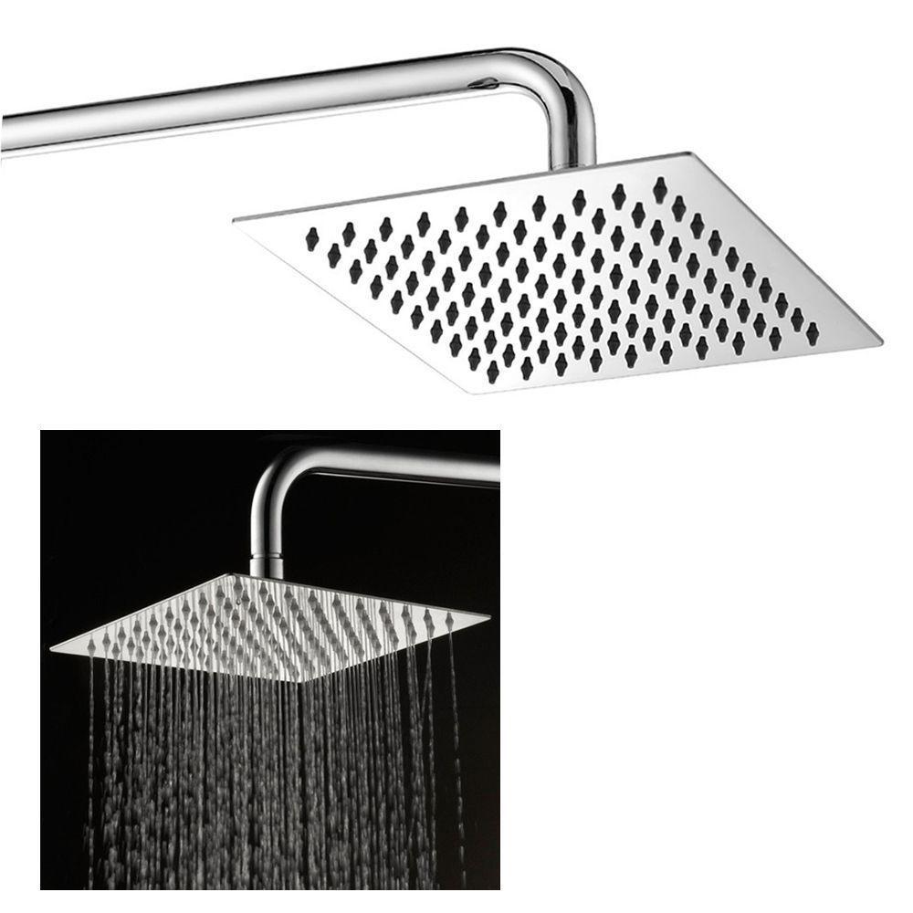 Ducha Chuveiro Cromado Inox 20x20 Slim Banheiro Suporte - 1