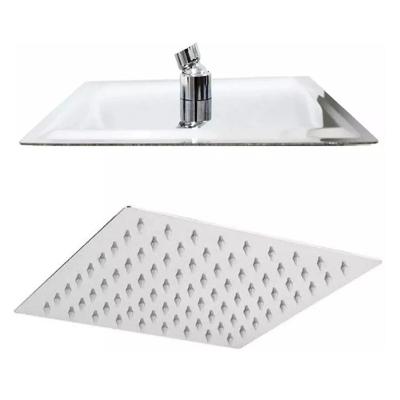 Ducha Chuveiro Cromado Inox 20x20 Slim Banheiro Suporte