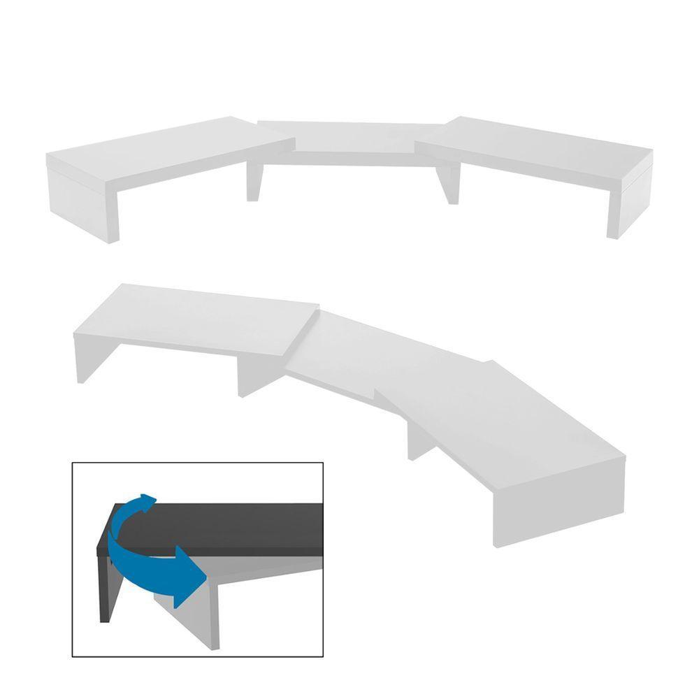 Suporte De Mesa Base Elevada Ajustável 3 Monitores Gamer Notebook Branco - 2