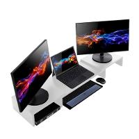 Suporte De Mesa Base Elevada Ajustável 3 Monitores Gamer Notebook Branco - 9