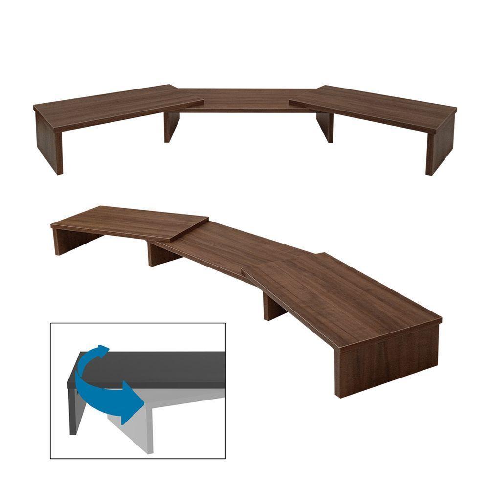 Suporte De Mesa Base Elevada Ajustável 3 Monitores Gamer Notebook Madeira Versati - 2