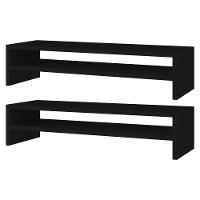 Kit 02 Suportes Stand Base Tela Monitor Soft Elevado 65cm Em Mdf Com 01 Prateleira Preto - 1