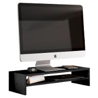 Kit 02 Suportes Stand Base Tela Monitor Soft Elevado 65cm Em Mdf Com 01 Prateleira Preto - 8
