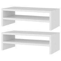 Kit 02 Suportes Stand Base Para Monitor Soft Elevado 45cm Em Mdf Com 01 Prateleira Branco - 1