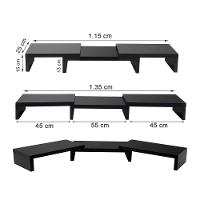 Suporte De Mesa Base Elevada Ajustável 3 Monitores Gamer Notebook Preto - 3