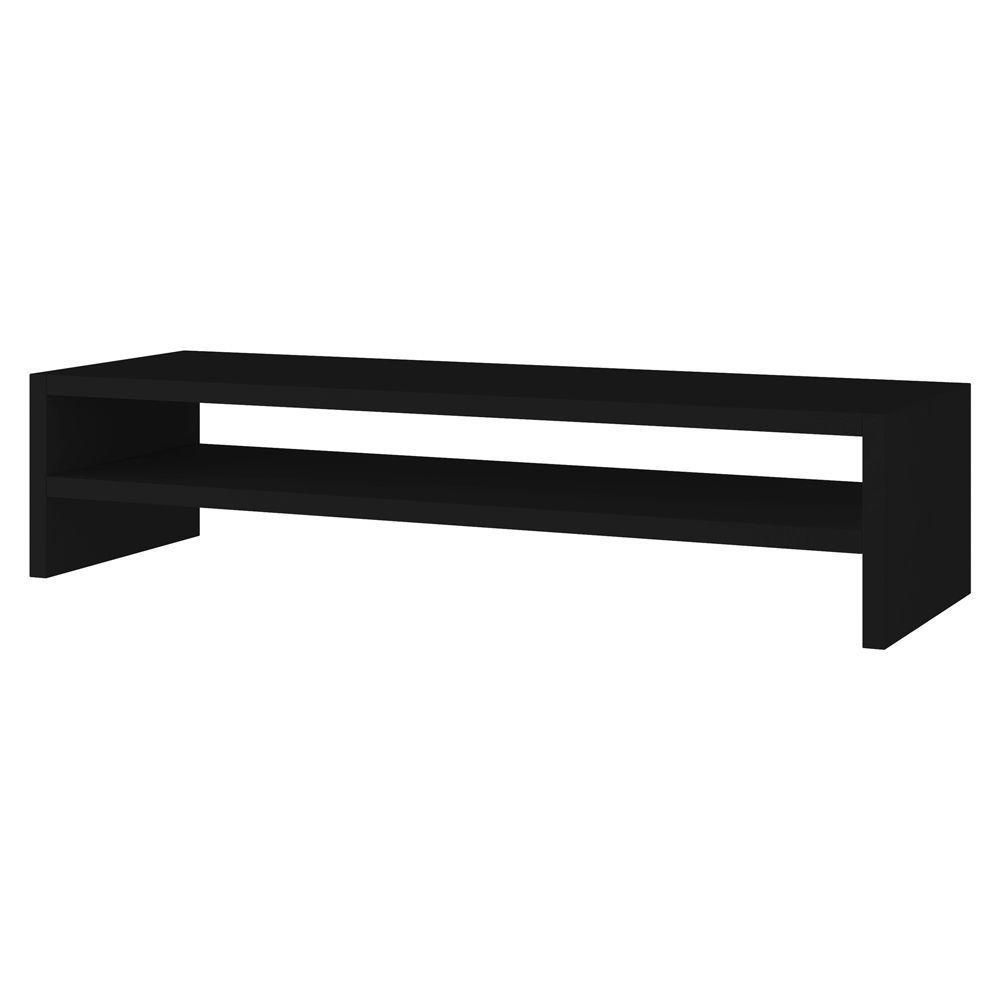 Kit 04 Suportes Stand Base Tela Monitor Soft Elevado 65cm Em Mdf Com 01 Prateleira Preto - 5