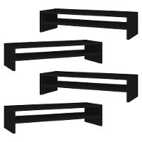 Kit 04 Suportes Stand Base Tela Monitor Soft Elevado 65cm Em Mdf Com 01 Prateleira Preto - 1