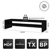 Kit 04 Suportes Stand Base Tela Monitor Soft Elevado 65cm Em Mdf Com 01 Prateleira Preto - 9