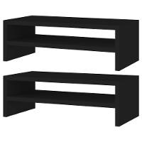 Kit 02 Suportes Stand Base Para Monitor Soft Elevado 45cm Em Mdf Com 01 Prateleira -Preto - 17