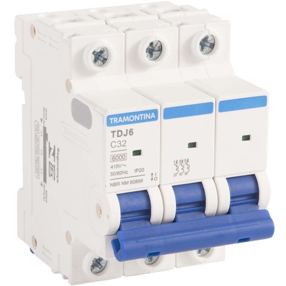 Minidisjuntor Tdj6ka 3 P 32 A Curva C Tramontina - 1