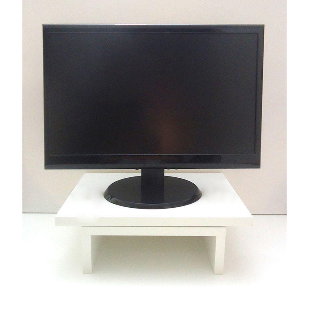 Suporte De Mesa Base Giratório Com Nicho 360° Para Monitor Branco - 1
