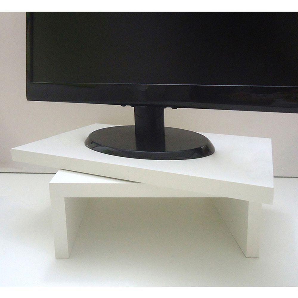 Suporte De Mesa Base Giratório Com Nicho 360° Para Monitor Branco - 3